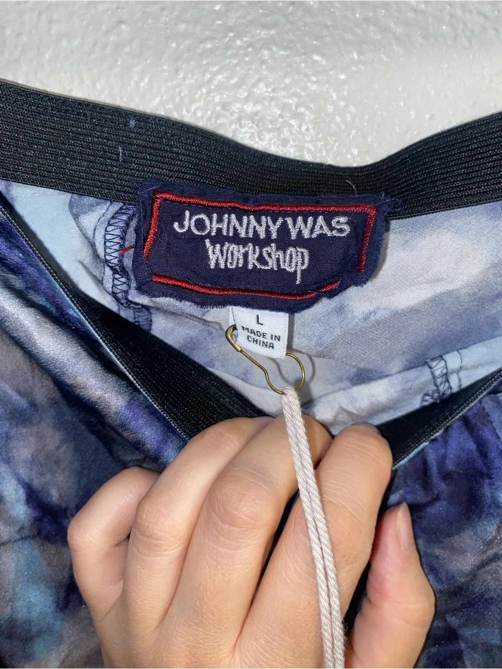 Johnny Was Navy and Light Blue Tie-Dye Flowing Maxi Skirt